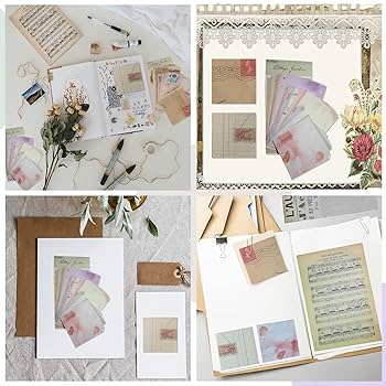 Amazon.com: 240 Pieces 5 Sets Vintage Scrapbook Paper Junk